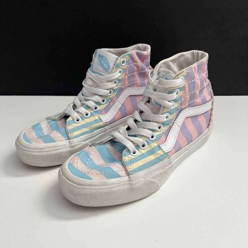 Vans Sneakers Off The Wall Sk8 Pastel Stripe Hi High Top Shoes Men 3.5 Women 5
